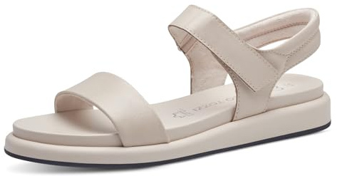 MARCO TOZZI Damen Sandalen flach aus Leder mit Klettverschluss