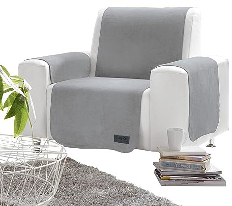 LOOKS BY WOLFGANG JOOP Sessel- und Sofaschoner wollweiß/hellgrau Größe 50x200 cm