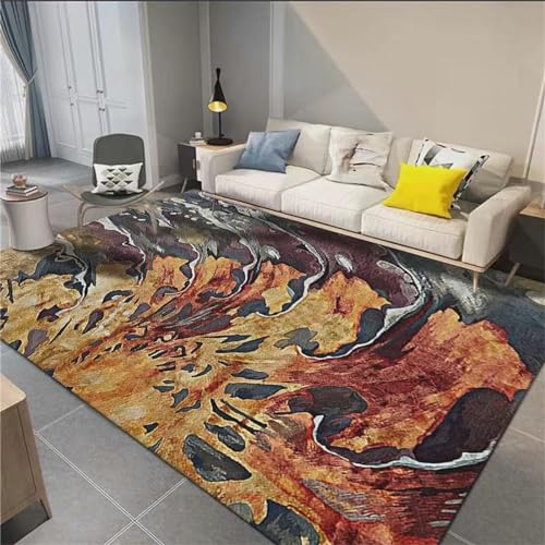 AU-OZNER Teppich landhausstil Brauner Teppich, schalldichter, staubdichter Yoga-Teppich für die Kücheteppich modern Design,braun,120x160cm