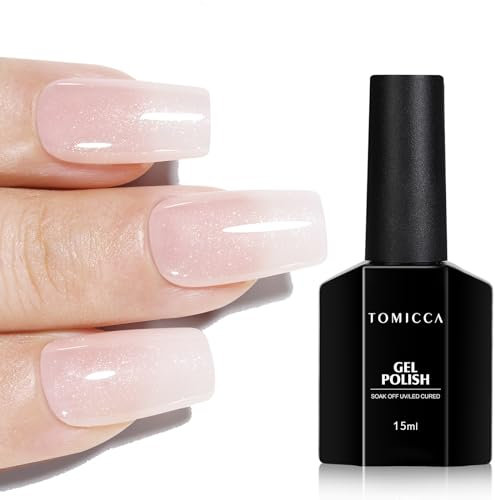 TOMICCA Jelly Glitter Gel Polish Natural Nude Shimmer Color Gel Soak off UV LED Cured Art Manicure Set Easy DIY Nail Art Salon