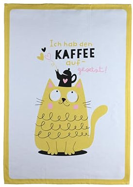 HappyLife Geschirrhandtuch, 100% hochwertige Baumwolle, weich und saugfähig, Sprüche, Ideal für die Küche oder als Geschenk - 50 x 70 cm (Ich hab den Kaffee aufgesetzt)