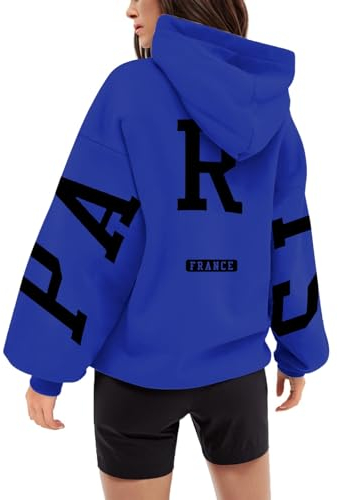 Generisch Backprint Hoodie Damen Mit Paris Aufdruck Oversize Pullover Mit Kapuze College Hoody Athletic Sweatshirt Baumwolle Freizeit Kapuzenpullover Langarm Oberteile Langarmshirt Tops 04