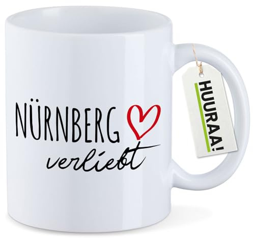 Huuraa Kaffeetasse Nürnberg verliebt Geschenk | Motivtasse 330ml Weiß Keramik Tasse mit Spruch Kaffeebecher Geschenkidee Becher mit Motiv