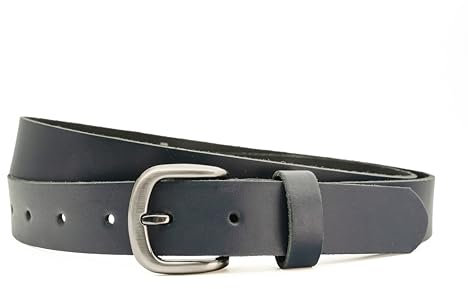 Ab-BELT & BAG 3cm Damen Gürtel aus Leder, Jeans Ledergürtel SDS-02 (Blau, 90cm Gesamtlänge 105cm)