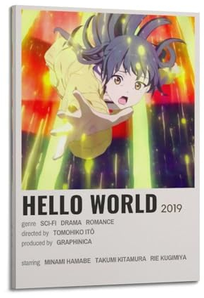 szzmyo Hello World Filmposter, dekoratives Gemälde, modernes ästhetisches Leinwandposter, Schlafzimmer-Kunst, Wohnzimmer-Dekoration, Poster, 60 x 90 cm, Rahmenstil