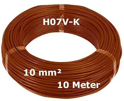 H07V-K Verdrahtungsleitung 10mm² Braun - 10 Meter - feindrähtig Litze Kabel Leitung 10mm² 10mm2