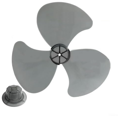 16 Inch Household Plastic Fan Blade, Plastic Fan Blade three Leaves, Fan Blade with Nut Cover for Pedestal, Table Fan Blade Accessory with Nut Cover(black)