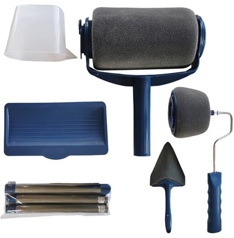 Kit Décoration pour la Maison, 8 Pièces Prêt à L’emploi, Comprend Rouleau, Pinceau, Palette, Pot de Peinture, Perche, Agitateur-Rouleaux Peinture murs et Plafonds Émulsion