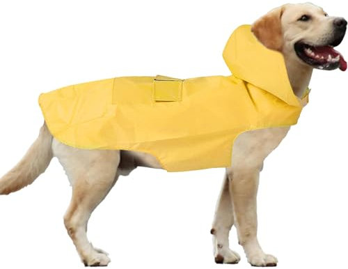 Hunderegenmantel,Regenmantel Hund,Reflektierender Regenponcho für Hunde - Hunderegenmantel mit Kapuze für mittelgroße und große Hunde, wasserdichte Hunderegenjacke mit reflektierendem Streifen