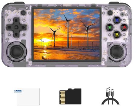 BuLuHAHA RG35XX H Consola Retro con Linux, Arm Cortex-A53 1.5GHz, 64GB Consolas de Videojuegos Consola de Juegos Portátil de 3.5 Pulgadas, Soporta Salida de TV HDMI 3300mAh (púrpura)