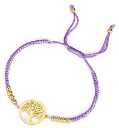 Amaxer Bracelet en corde tressée arbre de vie pour femme, arbre de vie creux, réglable avec perles tressées, bracelet d'amitié