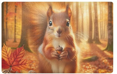 Fußmatte mit niedlichem Eichhörnchen-Motiv, 81,3 x 50,8 cm, für den Eingangsbereich, leicht zu reinigen