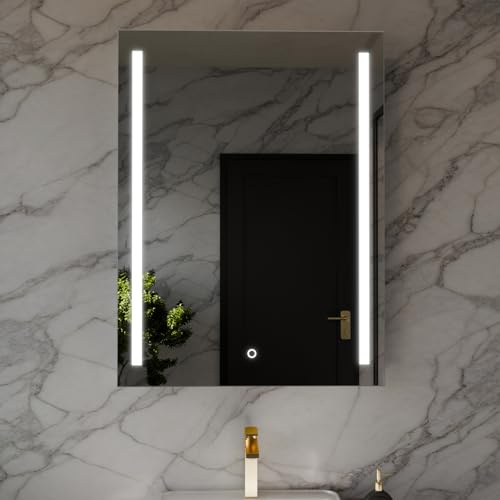Harper & Harlow Lynx Illuminated LED Bathroom Vanity Mirror, 600x800mm, IP44, Adjustable Light Colour, Memory Function, Touch Control, Dimmable, Anti-Fog Demister, Landscape or Portrait Mounting