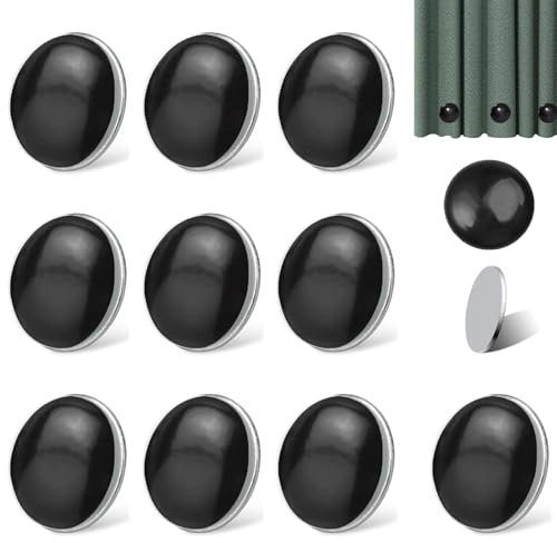 Poids de Rideau de Douche, 10 Pièces Ronds Poids Rideaux Aimanté, Noir Ronds Aimants de Rideau Poids Aimants, Poids Magnétiques pour Rideaux, pour Nappes, Rideaux Intérieurs, Rideaux Extérieurs
