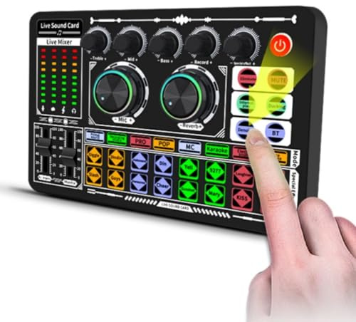 Audio Mixer Voice Sound Card, Muti Live Sound Card Effetti e Voice Changer per Live Streaming Podcasting Gaming