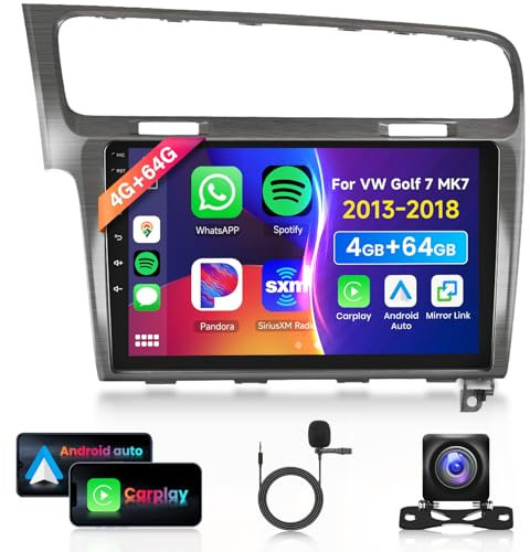 4G 64G Podofo 10 Autoradio Bluetooth Für VW Golf 7 MK7 2013-2018 Carplay Android Auto Wireless,WiFi GPS Navi HiFi/RDS/FM DSP,1280 * 720,Android 13 Radio 2 din mit AHD Rückfahrkamera