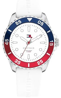 Tommy Hilfiger Uhr mit DREI-Zeiger-Quarzwerk für die Jugend mit Weisses Silikonarmband - 1720050