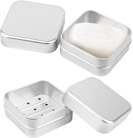 2 Pezzi Portasapone in Alluminio, Porta Sapone con Scolapiatti, Portasapone da Viaggio, Portasapone con Griglia Sgocciolatoio, Porta Sapone Solido Resistente all'umidità per l'uso a Casa o in Viaggio