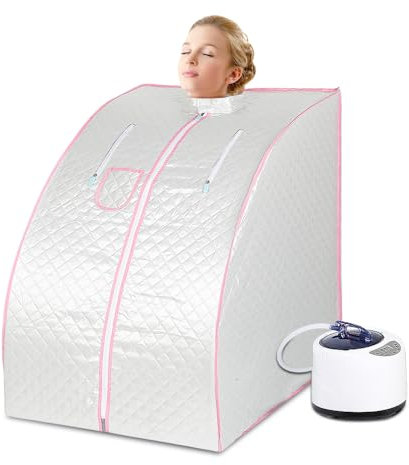 Sauna für Zuhause, Tragbare Sauna, Heimsauna Saunazelt mit Fernbedienung | Dampfsauna mit Verdampfer (silbrig-Dampfsauna)