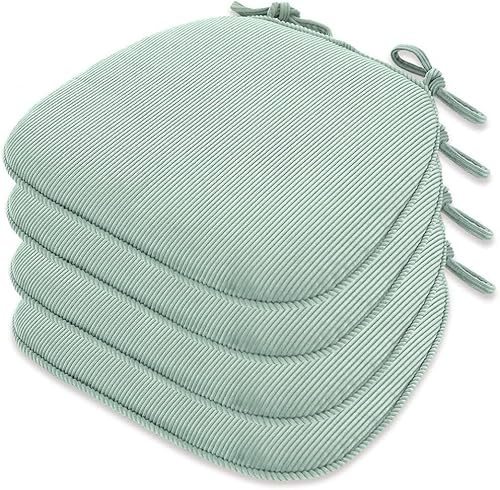 Sitzkissen Halbrund Waschbares Stuhlkissen mit Bindeband 43x41x35cmcm Rutschfestes Sitzpolster für Gartenstuhl, Esszimmerstuhl oder Bürostuhl,4PCS 43x41x35cm