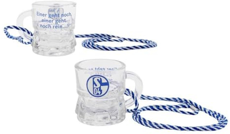 FC Schalke 04 Schnapsglas mit Kordel 2er Set | Schnapsseidel | Glas S04