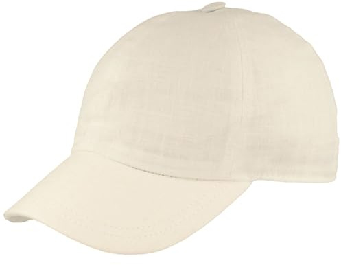 Breiter Baseball-Cap 100% Leinen Sonnencap Baseballmütze Kappe 63/XXL Weiss