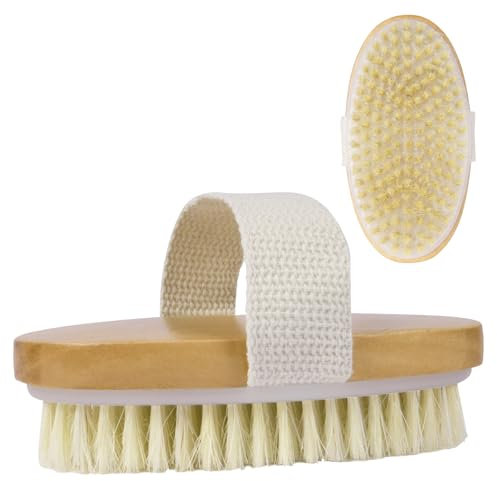 URAQT Trockenbürste, Rückenbürste Massagebürste Körperbürste Body Dry Brush Bürsten mit natürliche Borsten für Peeling Massage Verbessern die Durchblutung Cellulite (C-2PCS)