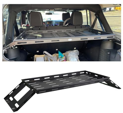 JSCARLIFE Heckklappen-Kofferraum-Gepäckträgerkorb-Ablage für Wrangler JK JL 4-Türer Hardtops, robuster Stahl-Innenraum-Organizer mit 136 kg Kapazität – einfache Montage (für 2007-2025 J-eep Wrangler