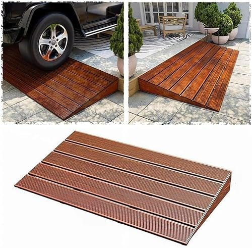 Wooden Wheelchair Ramp Doorway Solid Wood Threshold Ramp For Front Door/Garage Non-Slip Step Ramps(90x50x10cm(35.4x19.7x3.9in))