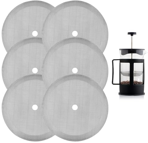 6 Stk. French Press sieb für Kaffeedrücker,kaffeemaschinen sieb 10cm,Filter Ersatz Zubehör,Edelstahl Ersatzfiltersieb,Stainless Steel Replacement Cafetiere für Einsatz Kaffeepresse