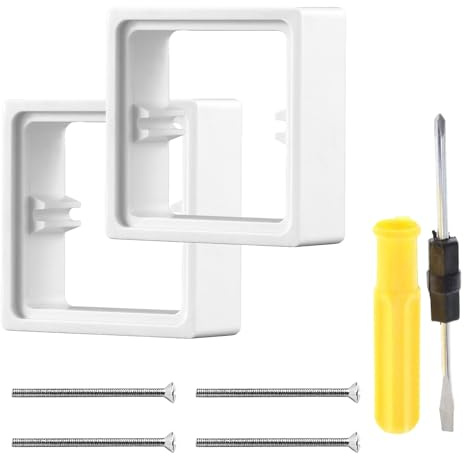 2 white Light Switch Spacer 2cm (with 4 5cm screws)+4-Inch Dual-Purpose Screwdriver, Electrical Socket Spacer, ABS Electrical Outlet Extender Box for DIY & Renovation