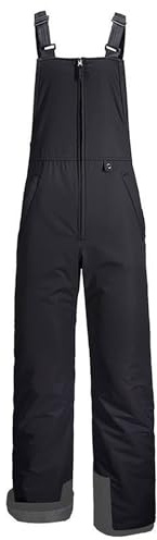 4 pantaloni da sci regalo per ragazzi e ragazze, salopette da snowboard all'aperto con ginocchia rinforzate, vita regolabile XL taglie forti disponibile giacca invernale 140, Nero , 10-12 Anni