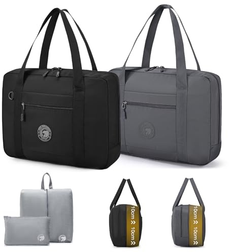 SPAHER 2X Erweiterbar Handgepäck Tasche 40x30x10cm Lufthansa 40x30x20cm Wizzair Faltbare Reisetasche Flugzeug Handgepäck mit Nassfach Weekender Damen Herren Travel Duffle Bag mit Kulturtasche