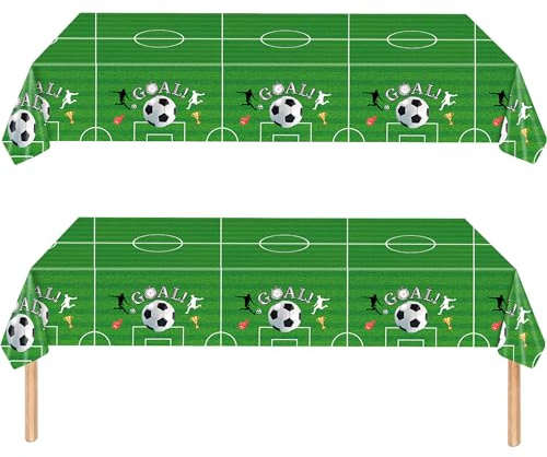 2 Stück WM Fussball 2026 Partydeko Tischdecke,137 x274 cm Kinder Geburtstag Grün Tischdecke, für Fußballspiele Mottopartys Geburtstage Kinderparty Tischdeko Kindergeburtstag, Fußball Party für Jungen