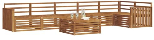 vidaXL Outdoor-Sofagarnitur 7 pcs Natur Massivholz Akazie, Gartenbank, modernes Ecksofa, strapazierfähige Sitzmöbel, Lounge für Terrasse, stylischer Komfort