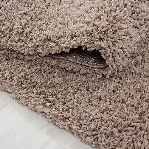 KADIMA DESIGN Hochflorteppich Einfarbig Uni Weich Flauschig Waschbar Strapazierfähig Rund Beige 80x80 cm Wohnzimmer Schlafzimmer Fußbodenheizung geeignet Schadstoffgeprüft Flur Oeko-TEX | RHEIN