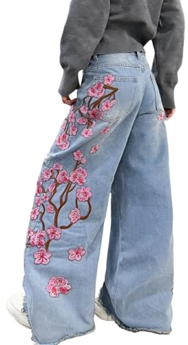 OYICAI Baggy Jeans Wide Leg Trousers for Women,A10 Light Blue,Medium