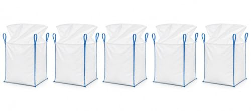 B Teurobrecher Big Bag, Transportsack 5 Stück 90x90x110cm Nennlast 1000kg | Säcke für: Bauschutt, Holz, Gartenabfall, Sand, Landwirtschaft