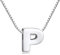 Candyfancy Buchstaben Kette - Buchstabenkette Kette mit Buchstabenanhänger Silber Halskette Kettenanhänger Initialen Silberkette Damen 925 (Kette mit buchstabe P)