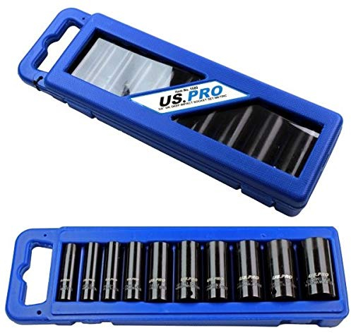 10pc Deep Impact Socket Set 3/8 Drive Long Reach Thin Wall Sockets 10-24mm