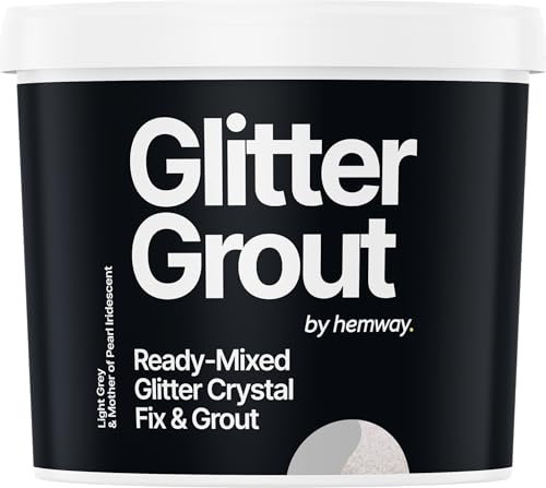 Hemway 2.5 L / 4.5 kg Mother of Pearl Iridescent Glitter with Light Grey Grout | Ready Mixed & Easy to Use | Suitable for Kitchen & Bathroom | Waterproof & Mould Resistant | Non-Toxic & Cruelty Free