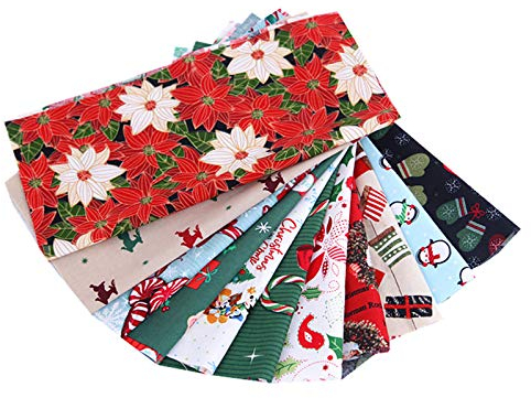 FYBlossom Baumwollstoff Patchwork Paket zum Nähen - 5/10 Stück Mehrfarbig 20cm x 25cm - Atmungsaktive Stoffe für DIY, Weihnachten Stil Quilten (5pcs)