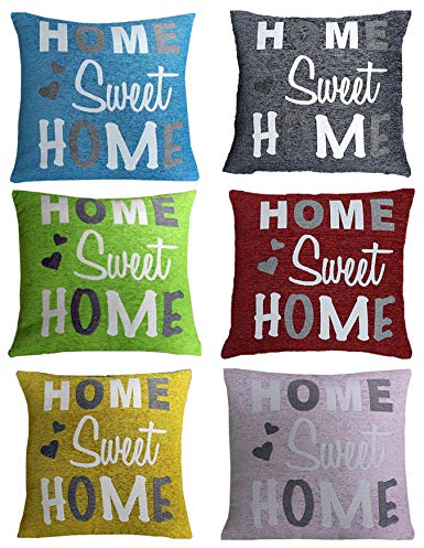 Hossner Heimtex Kissenhülle Kissenbezug Sofakissen Dekokissen Zierkissen Schriftzug Home Sweet Home 45 x 45 cm gewebte Struktur (Curry)