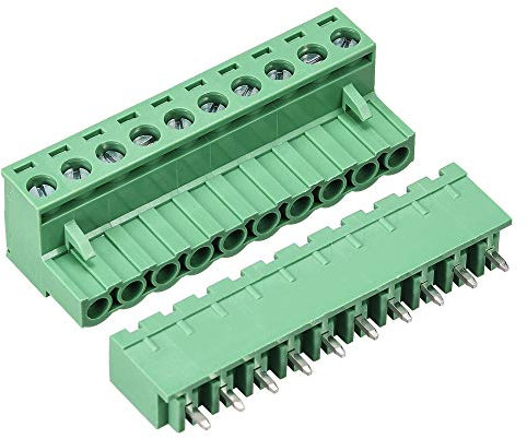 sourcing map 10 Pin 5.08mm Pitch Maschio Femmina PCB Morsettiera Vite 10 Set