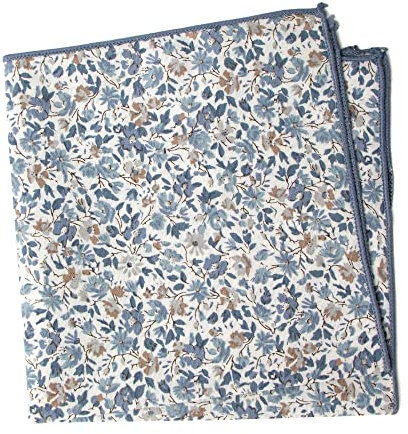 Spring Notion Taschentuch aus Baumwolle, Blumenmuster, Einstecktuch, Einstecktuch, passende Davids Brautschmuck, Farben für Männer und Jungen, 67-Stahl, blau, 9.5 inch - Men