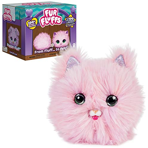 FUR FLUFFS, Purr 'n Fluff Surprise Reveal Interaktives Spielzeug für Haustiere, über 100 Geräusche und Reaktionen, niedliche und Flauschige Katze, Kinderspielzeug für Mädchen und Jungen ab 5 Jahren