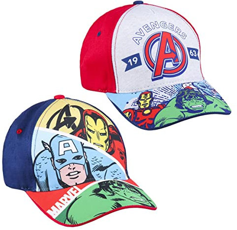 Gorra Infantil de los Vengadores - Color Azul - Apta de 2 a 8 Años - Combina Algodón y Poliéster - Gorra para Niños con Velcro Trasero Ajustable - Producto Original Diseñado en España