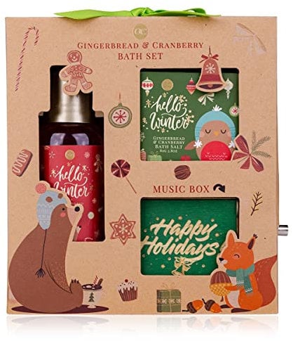 Accentra Bade-Geschenkset HELLO WINTER, Pflege-Set für alle kleinen und großen Badeliebhaber in schöner Geschenkbox mit nastolgischer SPIELUHR
