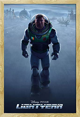 Pixar - Buzz Lightyear - Poster - Größe 61x91,5 cm + Wechselrahmen, Shinsuke® Maxi MDF Buche, Acryl-Scheibe
