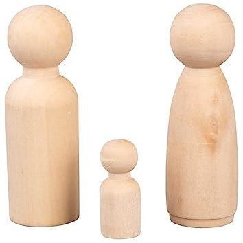 Rayher Figurenkegel Rohholz, FSC zertifiziert, Btl. 3 Stück, 3,3 + 7,7 cm, Holzkegel, Holzfiguren zum Bemalen, Krippenfiguren mini Holz, Spielfiguren Holz, 64537505, Natur